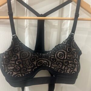 Bombshell Black Keyhole Lace sports bra. Size S.